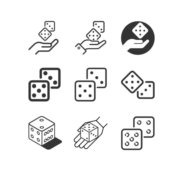 Dice vector linear icon set. 얼음의 상징 — 스톡 벡터