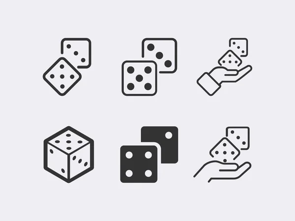 Dice vector linear icon set. Risk, luck — Stock Vector