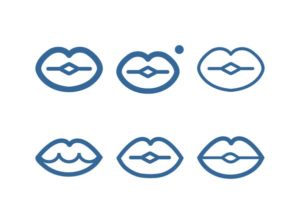 Rty, ikona čáry úst nastavena — Stockový vektor