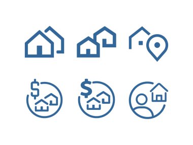 Emlak simgeleri. Emlakçı. - Ajan. Ev al. gerçek