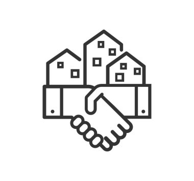 Emlak simgeleri. Emlakçı. - Ajan. Ev al. gerçek