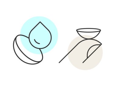 Kontak lensler satır simgesi ayarlandı. Göz sağlığı, göz doktoru..