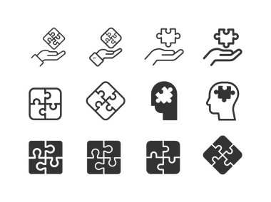 Bulmaca, yapboz satır simgesi seti.