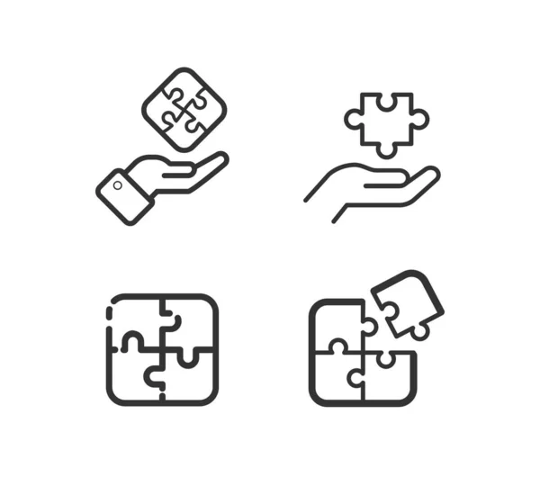 Puzzle, conjunto de iconos de línea de rompecabezas. — Vector de stock
