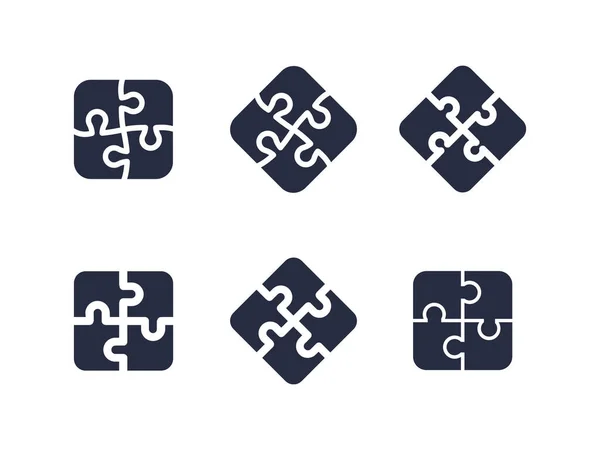 Puzzle, conjunto de ícone de linha de quebra-cabeça. — Vetor de Stock