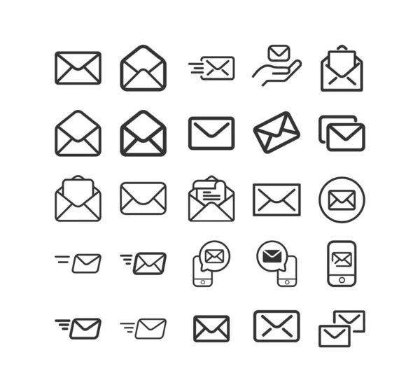Envelop lijn pictogram set. E-Mail, Bericht symbool — Stockvector