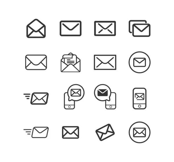 Conjunto de iconos de línea de sobre. E-Mail, símbolo del mensaje — Vector de stock
