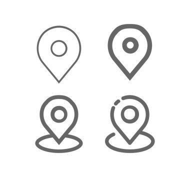 Konum pin çizgisi vektör simgesi seti