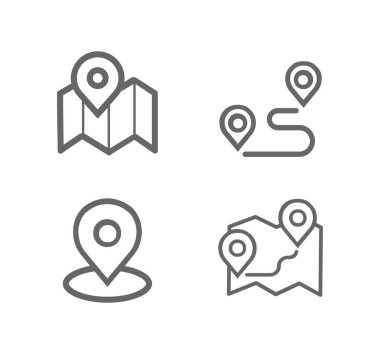 Konum pin çizgisi vektör simgesi seti