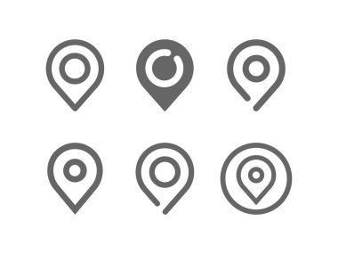 Konum pin çizgisi vektör simgesi seti