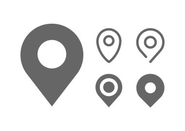 Konum pin çizgisi vektör simgesi seti