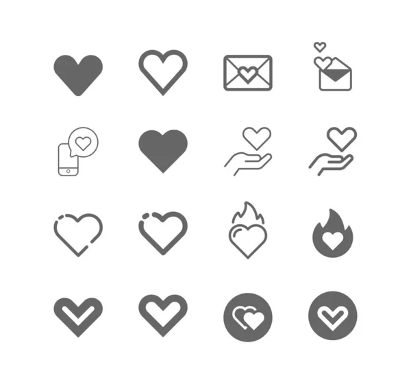 Símbolo del corazón, como conjunto de icono de vector — Vector de stock