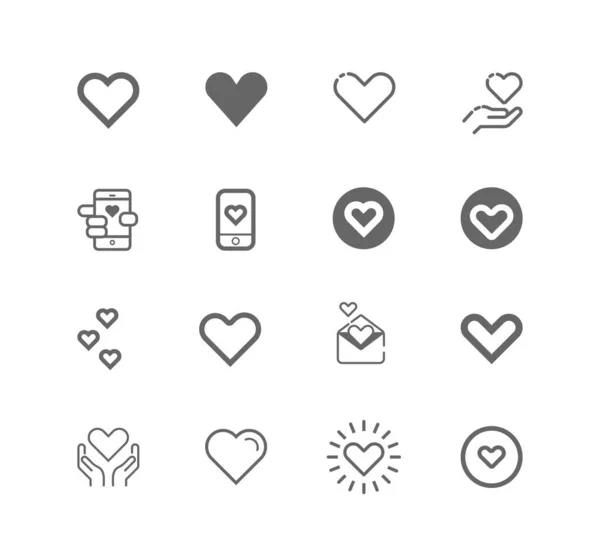 Symbole coeur, comme ensemble d'icônes vectorielles — Image vectorielle