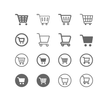 Alışveriş arabası ikon vektörü ayarlandı. E-ticaret