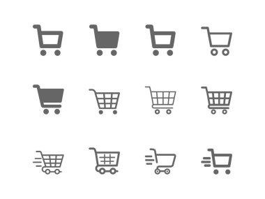Alışveriş arabası ikon vektörü ayarlandı. E-ticaret