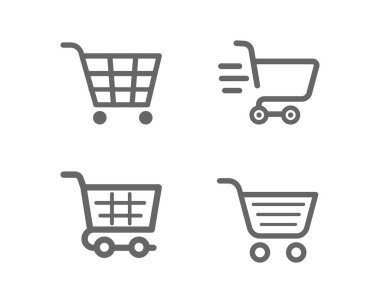Alışveriş arabası ikon vektörü ayarlandı. E-ticaret