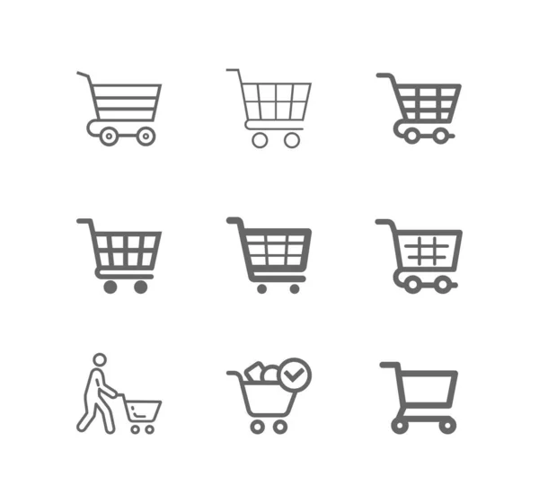 Shopping cart icon vector set. E-commerce — Stock Vector