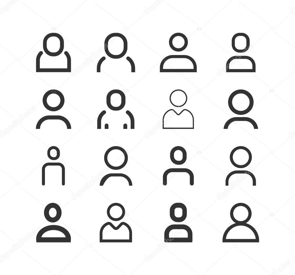 User Avatar, Person, User vector icon set.