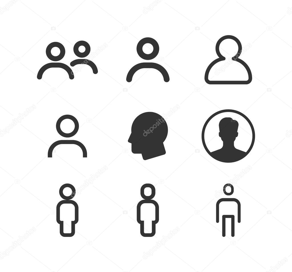User Avatar, Person, User vector icon set.