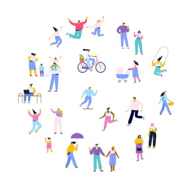 Crowd. Different People vector set. Collection of cartoon men and women isolated on white background. Colorful vector illustration in flat cartoon style.
