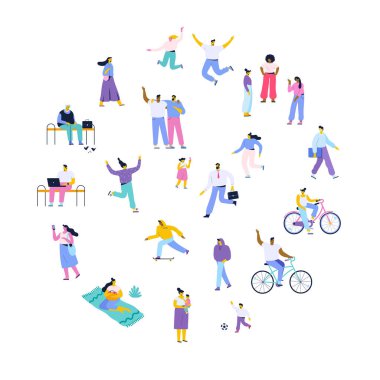 Crowd. Different People vector set. Collection of cartoon men and women isolated on white background. Colorful vector illustration in flat cartoon style.