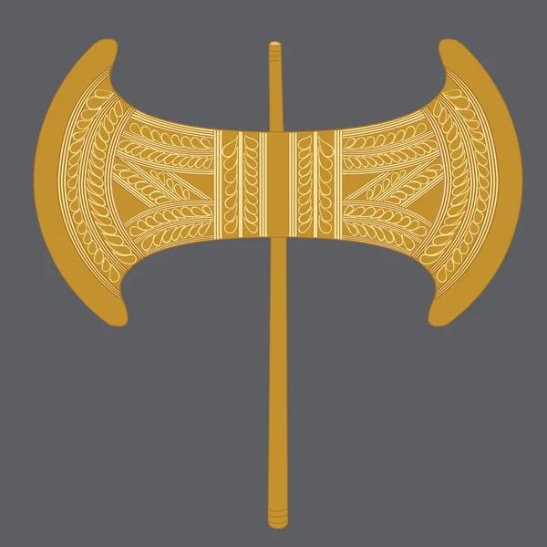 Labrys Minoan Golden Double Axe — Stok Vektör