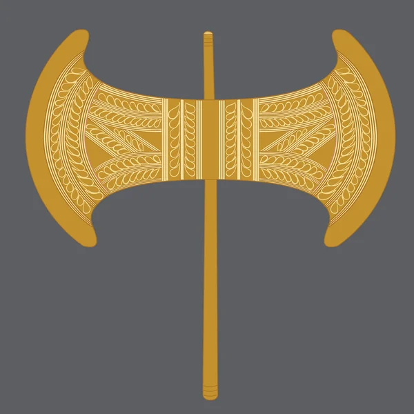 Labrys Minoan Golden Double Axe — ストックベクタ