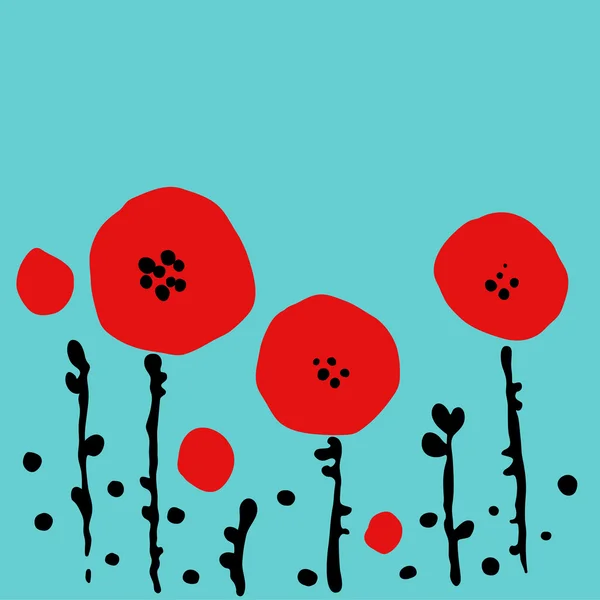 Poppy ochtend veld — Stockvector