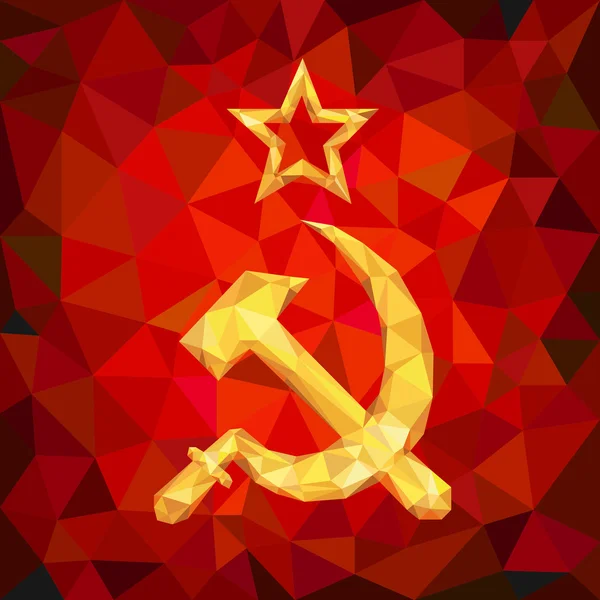 Sichel und Hammer Emblem von ussr in Polygonen — Stockvektor