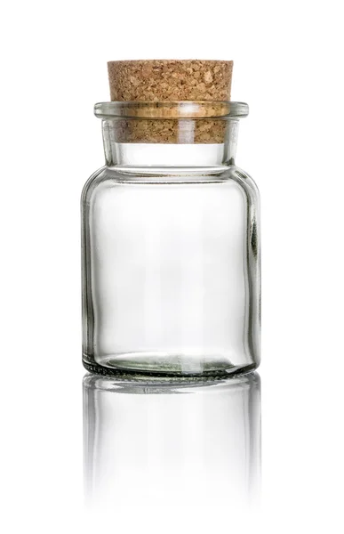 Een glas met een kurk op een witte achtergrond — Stockfoto