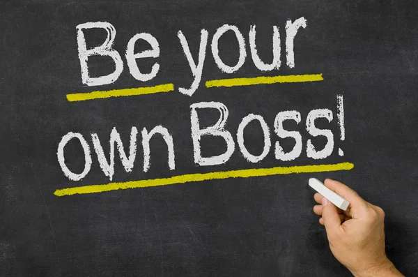 Be your own boss written on a blackboard — Stock Photo, Image