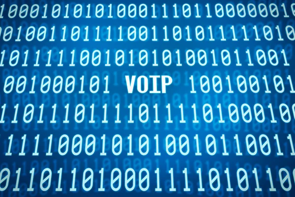 Código binario con la palabra VOIP en el centro — Foto de Stock