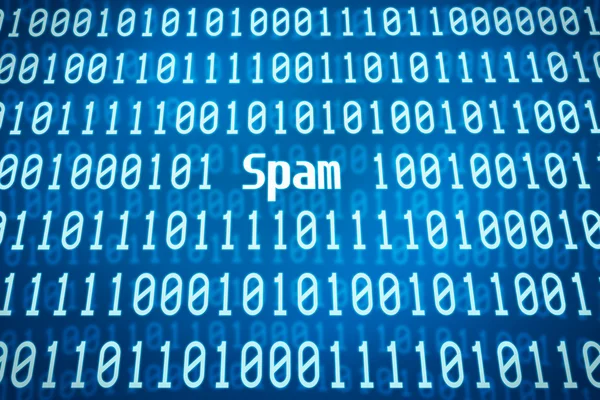 Codice binario con la parola Spam al centro — Foto Stock