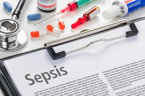 La diagnosi Sepsi scritta sugli appunti — Foto Stock