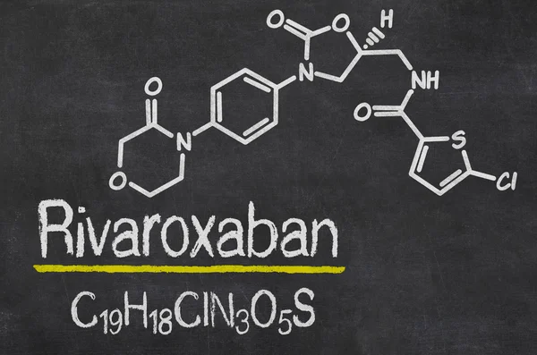 Quadro negro com a fórmula química de Rivaroxaban — Fotografia de Stock