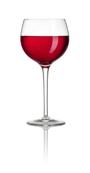 Bicchiere pieno di vino rosso su sfondo bianco — Foto Stock