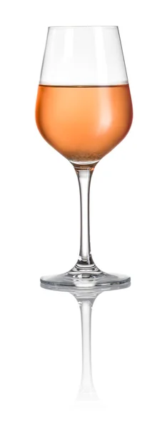 Bicchiere riempito con vino rosato su sfondo bianco — Foto Stock
