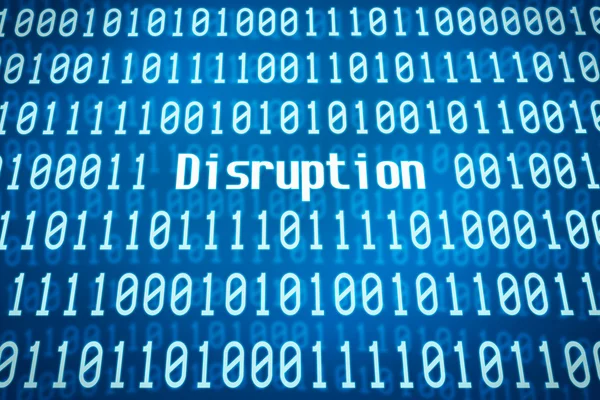 Binary code with the word Disruption in the center — Stock Photo, Image