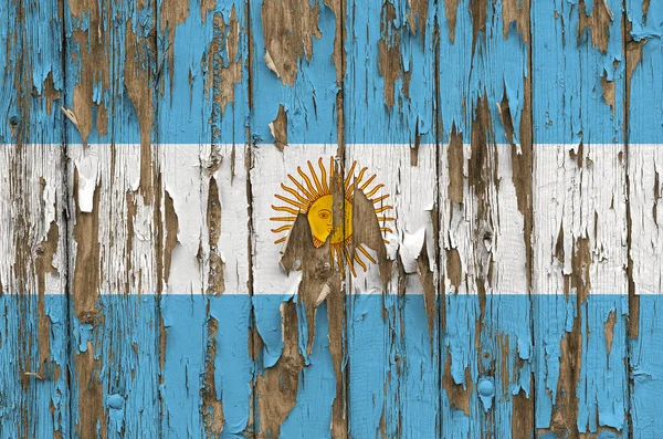 Arjantin Bayrağı Aşınmış Ahşap Bir Duvarda — Stok fotoğraf