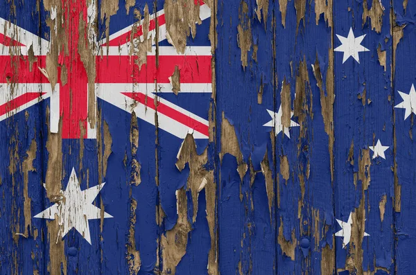 Bandera Australia Una Pared Madera Envejecida — Foto de Stock