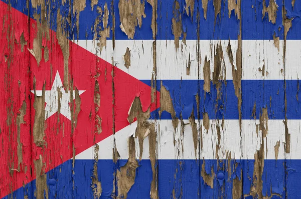Kubánská Vlajka Zvětralé Dřevěné Stěně — Stock fotografie