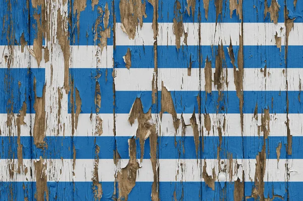 Bandiera Della Grecia Una Parete Legno Intemperie — Foto Stock