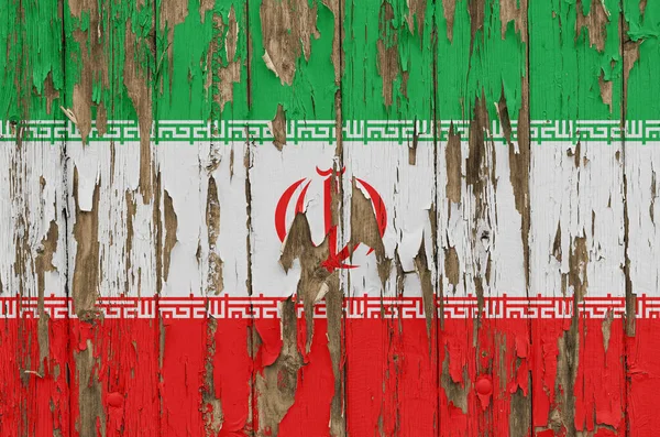 Flag Iran Weathered Wooden Wall — Stock Photo, Image