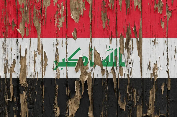 Flag Iraq Weathered Wooden Wall — Stock Photo, Image