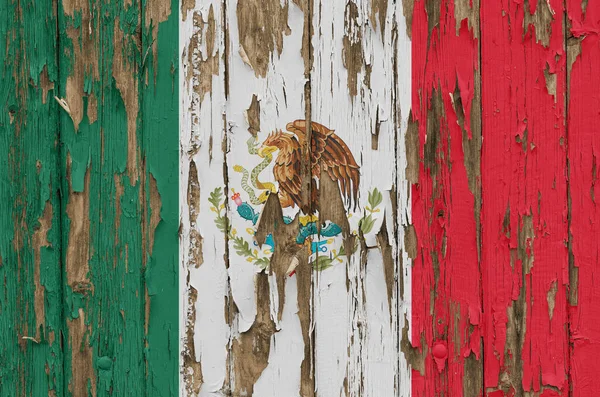 Bandera México Una Pared Madera Envejecida — Foto de Stock