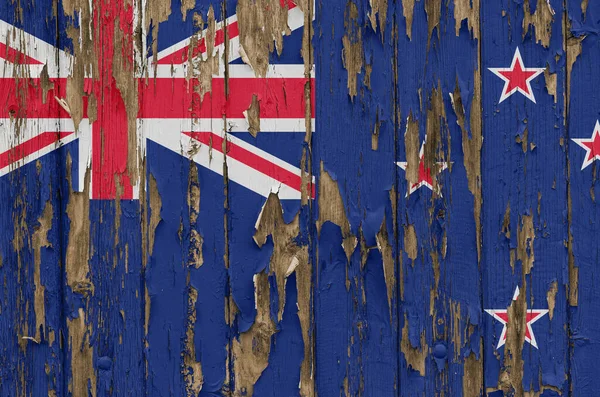 Bandera Nueva Zelanda Una Pared Madera Envejecida — Foto de Stock