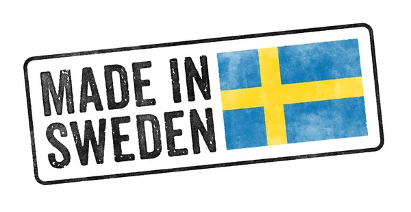 Timbro Sfondo Bianco Made Sweden — Foto Stock