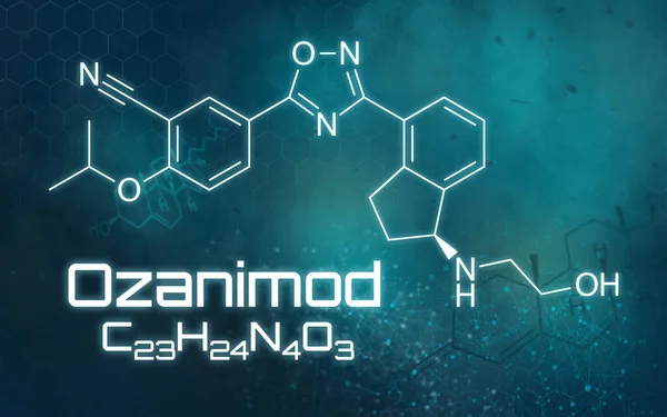 Fórmula Química Ozanimod Sobre Fondo Futurista — Foto de Stock