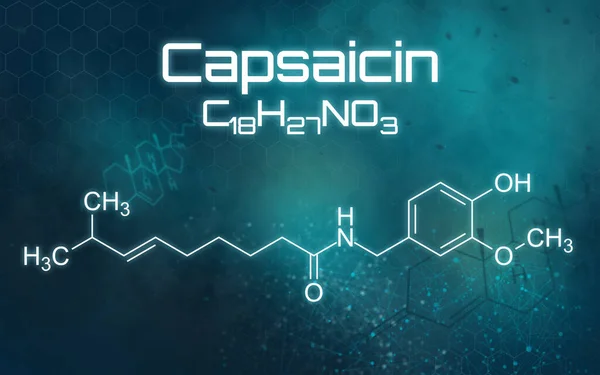 Chemische Formule Van Capsaïcine Een Futuristische Achtergrond — Stockfoto