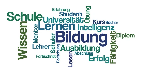 Word Cloud White Background Εκπαίδευση Στα Γερμανικά Bildung — Φωτογραφία Αρχείου